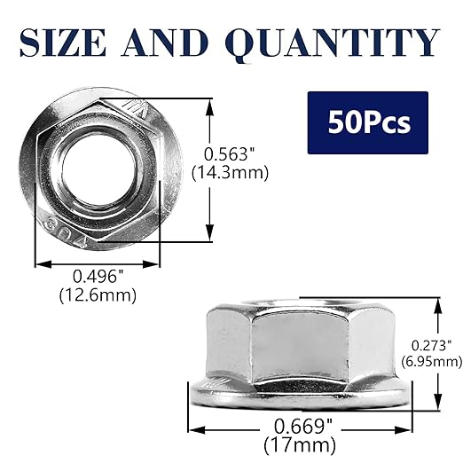 5/16-18 Serrated Flange Hex Lock Nuts 50Pcs 304 Stainless Steel 18-8, Full Thread, Hex Drive, Bright Finish by SG TZH
