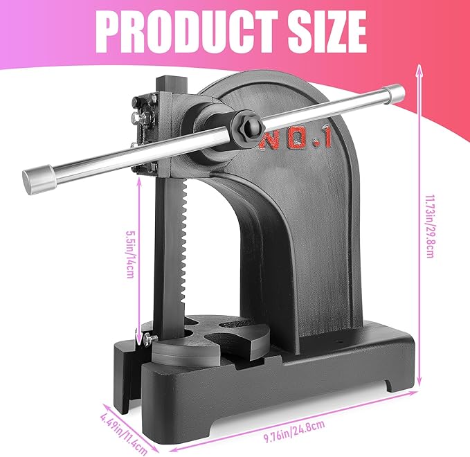 Heavy Duty 1 Ton Arbor Press, Manual Arbor Press, 8.5" Maximum Height, Cast Iron Desktop Press for Bending, Stamping, Forming, Stretching (1 Ton Black)