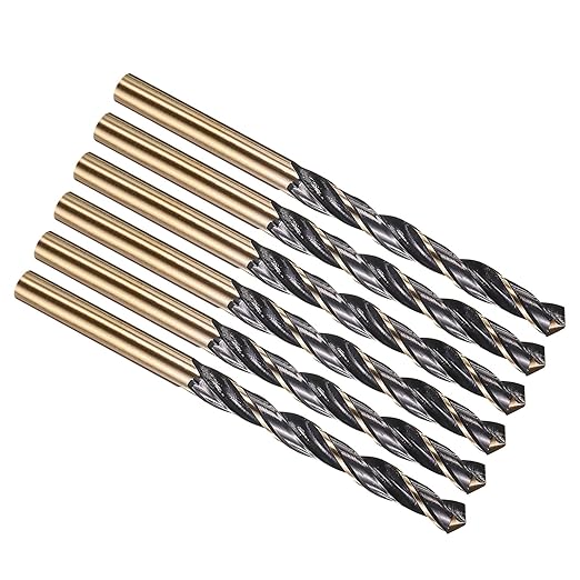 PATIKIL 6mm Drill Bit, Jobber Straight Shank 4341 High-Speed Steel 118째 Black and Gold Finish for Medium-Hard Metal Steel Acrylic - 6 Pack
