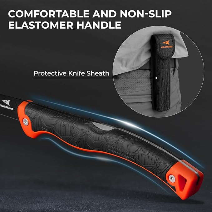 KastKing Folding Fillet/Fishing/Camping/Hunting Knife, Razor Sharp G4116 German Stainless-Steel Blade, Non-Slip Handles, 13 쩍 inch overall Length, only 7 쩍 inch folded, Includes Sheath