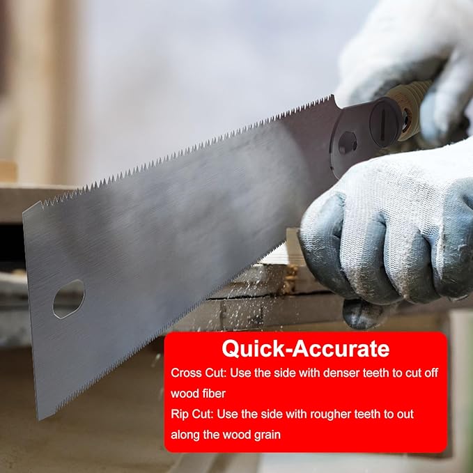 WETOLS Hand Tools, 9.5" Japanese Pull Saw with Double Edges of 10/17 TPI, Sharp and Light Ryoba SK5 Woodworking Cuttter, Woodworking Tools Gifts for Men and Women
