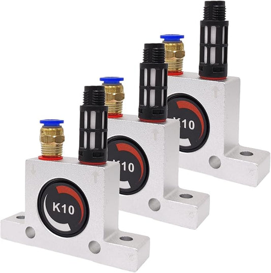 (Pack of 3) 1/4in K10 Thread Pneumatic Vibrator Power Concrete Vibrator Ball Type Aluminum Alloy Air Turbine Oscillator