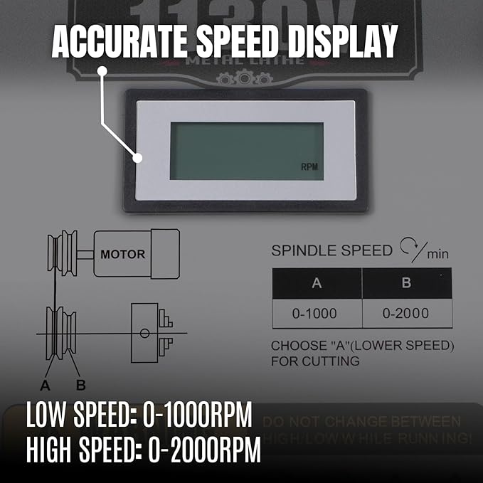 2 HP 11'' x 30'' Combination Lathe Milling Drilling Machine Brushless Motor, 1.5'' Spindle Bore, 0-2000 RPM Variable Speed, High Precision Benchtop Lathe for Metalworking, 1130VC