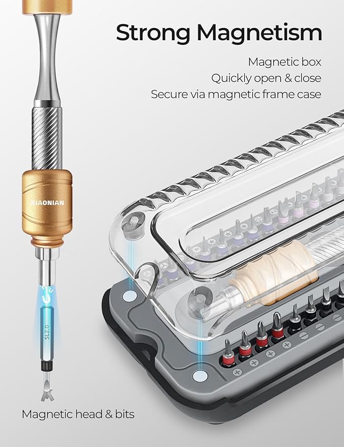 37 in 1 Precision Screwdriver Set XIAONIAN Mini Screwdriver,Small Screwdriver Set,Compact Micro Repair Tool Kit with Magnetic Tip 360째Spin,for DIY,Phones,Laptops,Watch,Eyeglasses,Small Appliances