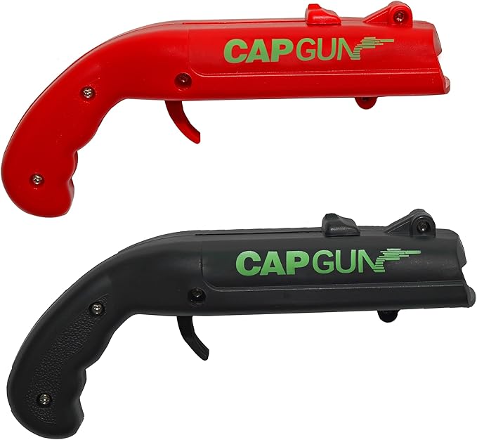 2Pcs Cap Gun Bottle Opener - Fun and Functional Novelty Beer Bottle Opener with Realistic Design, Gift for Beer Lovers, Parties, and Themed Events (Black-Red)