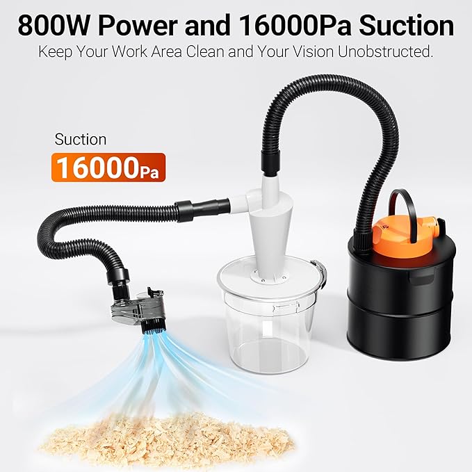 CNC Vacuum Cleaner with Dust Boot and Secondary Separation Bucket CNC Router Milling Machine Dust Collector, Supports 300W Spindle/500W Spindle Motor CNC Machines