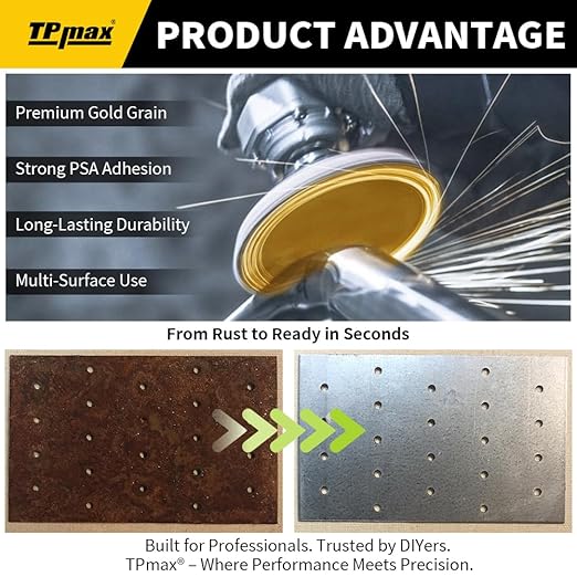 6-Inch 60-Grit Gold PSA Sanding Discs, 30 Pack ??Pro-Grade Self-Adhesive Stickyback Sandpaper with Quick-Release Tabs for DA Sander, Coarse Automotive/Wood/Metal Sanding
