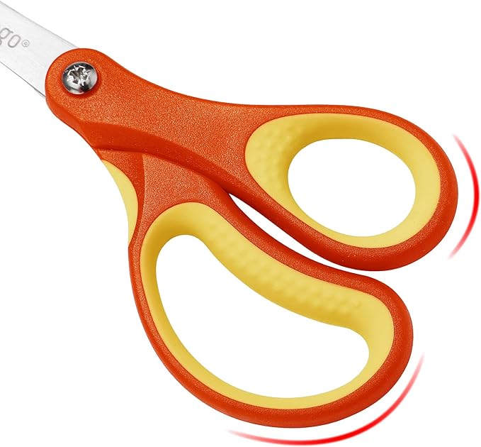 LIVINGO 3 Pack 5??Kids Scissors, Left/Right Handed Blunt Stainless Safety Toddler Preschool Child Scissors with Cover, School Classroom Craft Supplies for Teachers, Yellow/Blue/Gray