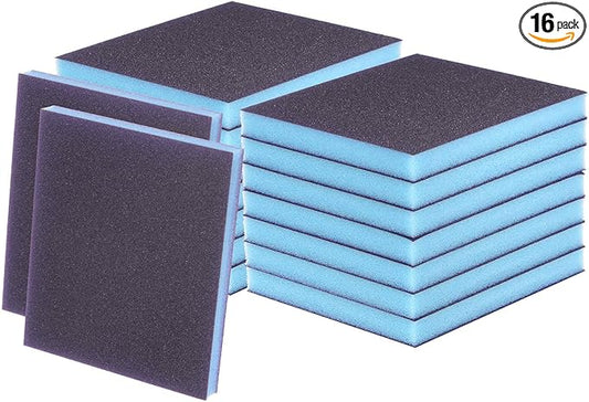 HARFINGTON 16pcs Fine Sanding Sponge Blocks 400-500 Grit Foam Sanding Block Pad for Polishing Kitchen Metal Wood Drywall, 120x100x12mm, Purple