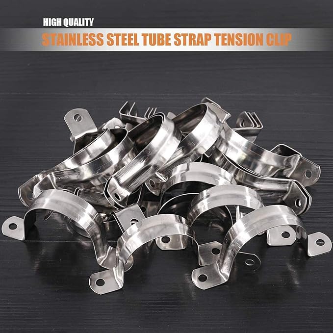 SDY 20 Pcs 1.2" Stainless Steel Pipe Strap, U Bracket, Heavy Duty Pipe Clamp (40mm)