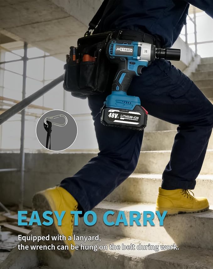 48V Cordless Impact Wrench, 1/2 Impact Gun, 4-Speed Brushless High Torque Impact Gun with LED Light, Precision Power Wrench