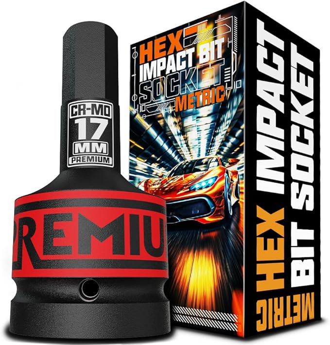 1" Drive H17 Impact Hex Bit Socket, 17 mm Allen Bit Socket, Metric, Cr-Mo Steel, Truck Repair and Equipment Maintenance