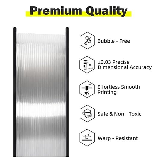 Geeetech TPU Filament 1.75mm, Shore 95A Flexible 3D Printer Filament with High Elasticity, 1KG (2.2lbs) Spool, Dimensional Accuracy 짹0.03mm, Fits Most FDM Printers (Clear/Transparent)