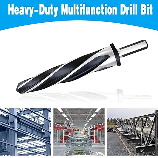 DKIBBITH 1-1/8" Bridge Construction Reamer Drill Bit, M2 HSS Taper Chucking Reamer for Steel Alloy Metal Wood Plastic, 1/2" Non-Slip Shank, 5-Spiral Flutes Car Reamer, to Align or Enlarge Holes, 28mm