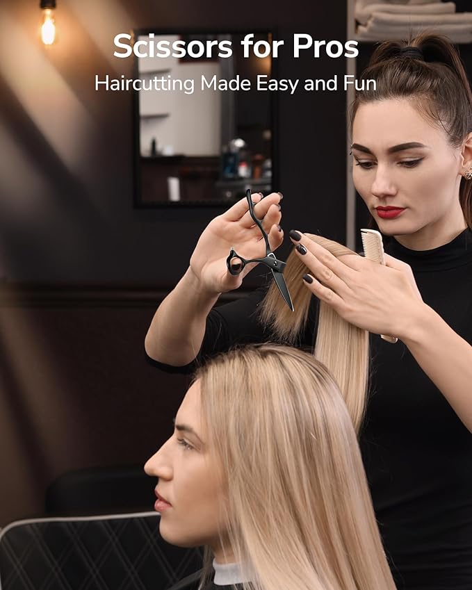 ULG Hair Cutting Scissors ??Professional Stainless Steel with Teflon Coating, Ergonomic Offset Handle, Precision Blade for Layers & Detail, Ideal for Barbers Willow Leaf Shears
