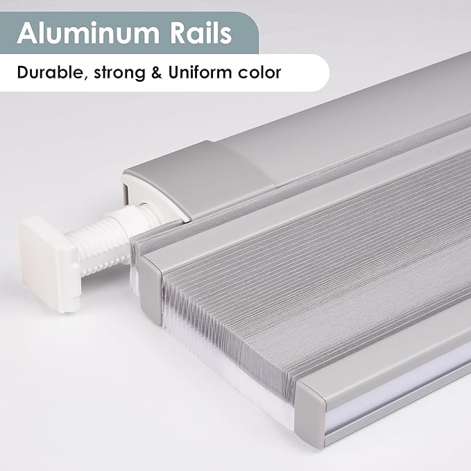 LazBlinds No Tools No Drill Cordless Cellular Shades, Top Down Bottom Up (TDBU) Honeycomb Shades for Home, Light Filtering Thermal Insulation Blinds for Windows, 23" W x 48" H, Grey