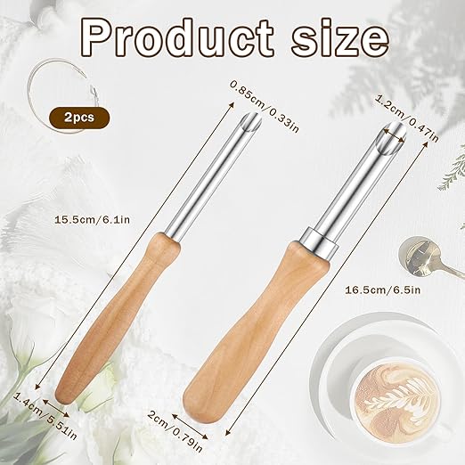 2Pcs Straw Hole Puncher for Plastic Lids, Circular Straw Hole Punch with Wood Handle Stainless Steel Circular Clay Holes Cutters Lemonade Cup Holes Puncher for Straws