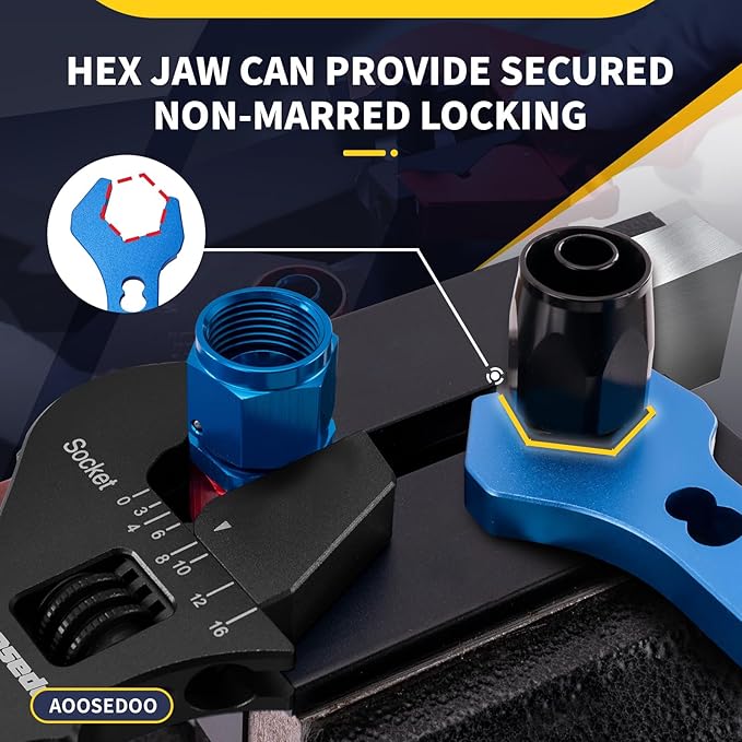 Adjustable AN Fittings Wrench For 3AN-16AN Hose Fitting Spanner Lightweight Aluminum Flat-ended Black With a 6AN Socket-AN8 B-nut Double Hose End Fitting Wrench Blue