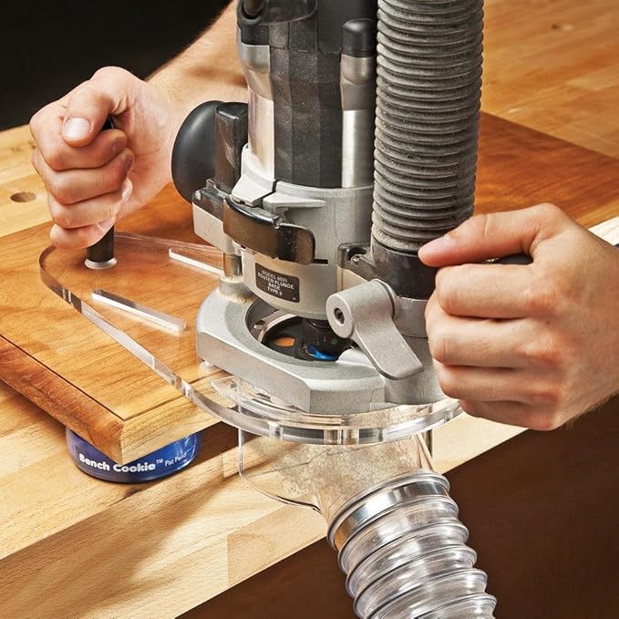 Universal Router Base Plate with Edge Guide – Durable Router Base Plate for Dados, Grooves & Inlays – Clear Acrylic Woodworking Accessories to Add Stability, Edge-Routing Versatility & Compatibility