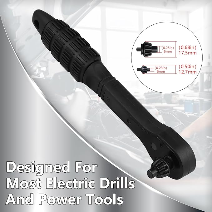 2-in-1 Ratchet Drill Chuck Key Wrench, Chuck Key Replacement Tool for Drill, Universal Interchangeable Fastening Clamping Tool, Compatible with Most Electric Drills and Power Tools