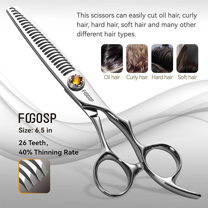 6" Professional Hair Shears Set VG10 Japanese Stainless Steel Sharp Ergonomic Lightweight Regular Straight and Thinning Scissors for Barbers and Salon Professionals