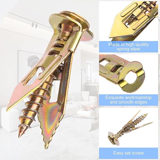 80PCS Self Drilling Drywall Anchors with Screws,40 Sheetrock Anchors (0.47x1.57 Inch) & 40 Zinc Expansion Screws