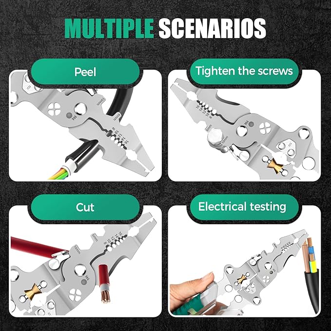18 In 1 Foldable 竊톓re Stripper, 2025 New Wire Strippers with Voltage Detector, Multifunctional Wire Stripping Pliers for Cutting And Pulling Wires Cable, Cable Cutters with Plier, Crimper (1PCS)