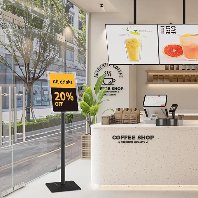 YIYO Sign Stand Poster Stand竊똞djustable heavy duty pedestal Sign Holder Floor Stand竊똞crylic frame floor standing for display menu 11 * 17 inch竊똁lack (acrylic frame 11 * 17 Black)