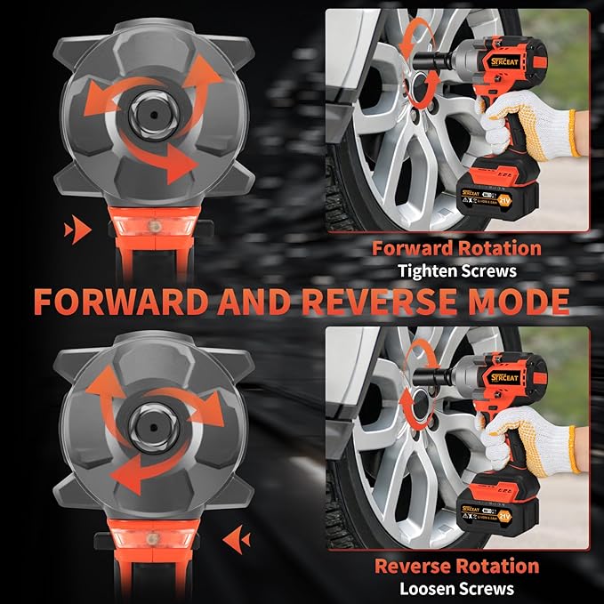 1500N.m Impact Wrench,1/2" High Torque 1107ft-lbs Brushless Impact Gun with 2 x 4.0Ah Battery,21V Power Impact Driver with 5 Sockets,LED Light,Electric Impact Truck RV Car Heavy Construction