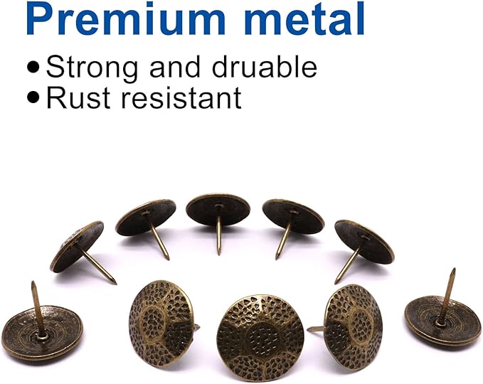 YuGtcen 40pcs Upholstery Tacks, Decorative Nails Thumb Tacks Metal Upholstery Nails for Wood Pins Vintage Furniture Tack (26x23mm, Turtle Shape Bronze)