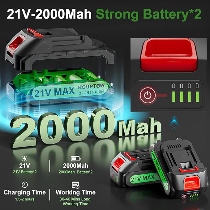6 Inch Mini Chainsaw Cordless,Auto-Oiler and Tool-Free Adjustment Mini Chain Saw竊?1V 2000 Mah Rechargeable Battery Powered Electric Chainsaw for Tree Trimming Wood Cutting