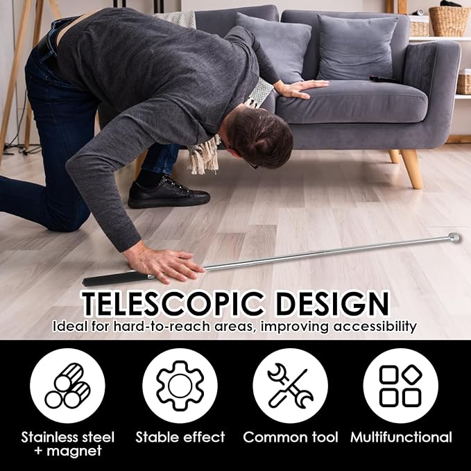8Pcs Telescoping Magnetic Pickup Tool 1.5LB 3LB 10LB 15LB Extendable Magnet Stick Set Grabber Tools Stainless Steel Portable Bolt Screws Reacher Magnetic Nail Picker for Men Husband Birthday Christmas