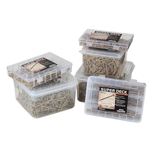 WELLOCKS Deck Screws, Wood Screws, Tan, Superior Rust Resistant, Epoxy Coated, Above 1000 Hour Salt Spray Coating T25 Torx Star Bit Included for Outdoor Wood Fence (Trial Size 0.44LBS, #8횞2-1/2")