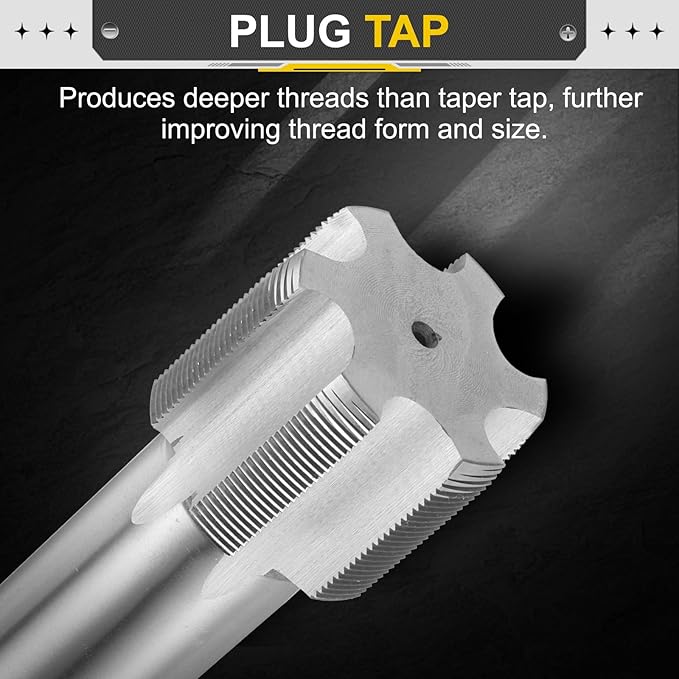 uxcell Hand Plug Tap M52 x 1.5 H2 Metric Thread Plug Style Taps Straight Flute Screw Tapping Threading Tool High Speed Steel HSS6542