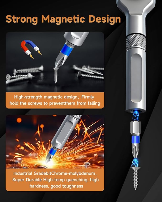 24 in 1 Magnetic Screwdriver Set, DIY ratchet screwdriver set,Multi-Bit Magnetic Ratcheting Screwdriver Set with Storage Case,Portable Compact Repair Tool Kit for Bike, Furniture,Computer,Electronic.