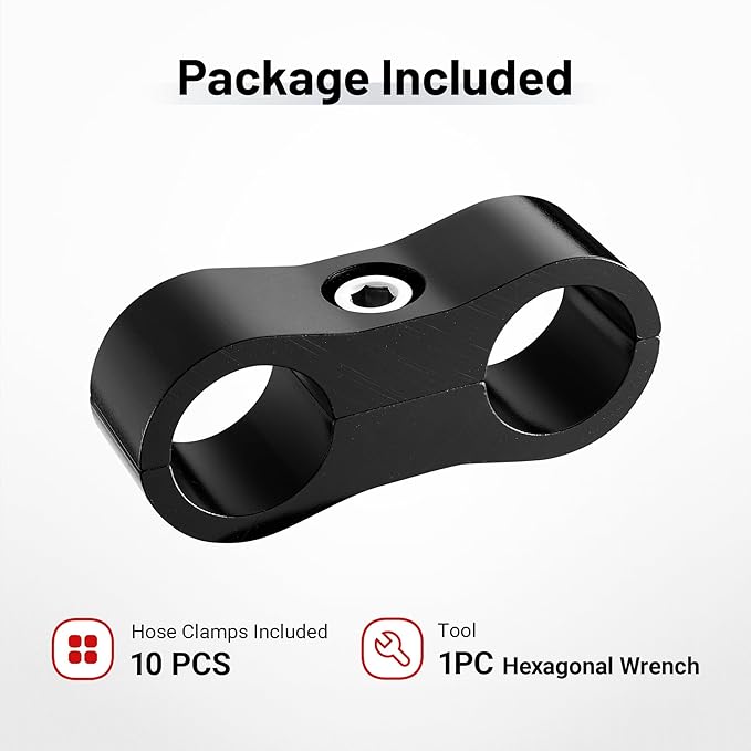 EVIL ENERGY 6AN Hose Separator Clamp, AN6 Fuel Line Mounting Clamp Aluminum Black 10PCS