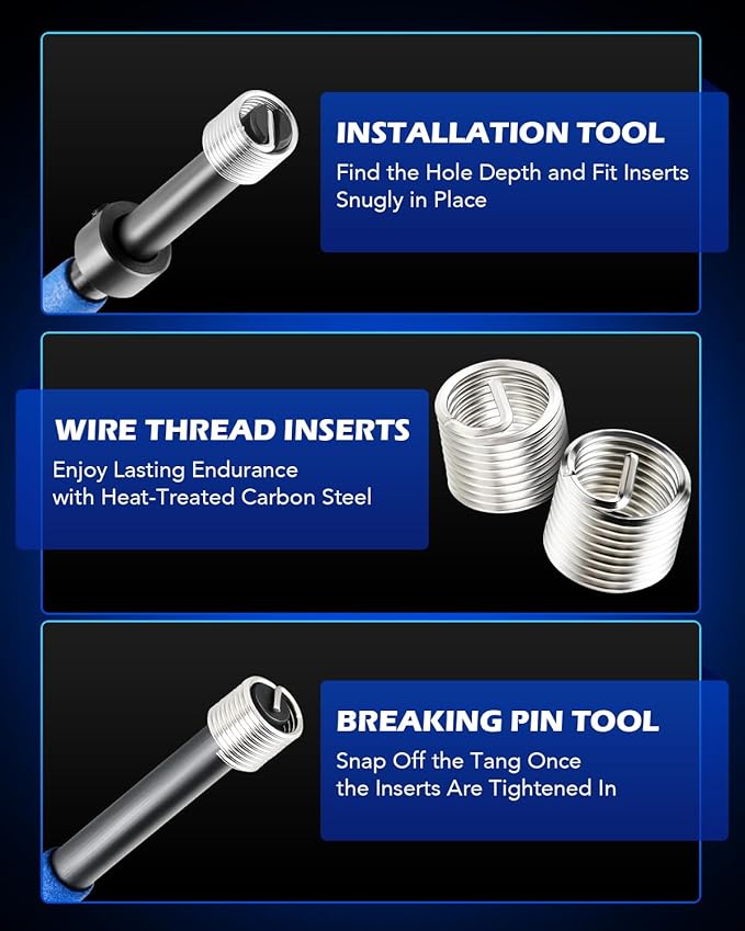 Orion Motor Tech Helicoil Thread Repair Kit, 5/16"-18 Thread Repair Tool Set with HSS Drill Bit & 30 Thread Inserts, SAE Thread Repair Installation Kit for Rethreading Internal Threads with Carry Case