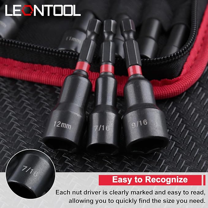 21PCS Magnetic Nut Driver Set for Impact Drill, 1/4" Hex Shank, Metric & SAE Magnetic Impact Drill Driver Bit and Socket Adapter, Magnetic Bit Holder, Quick Release Extension with Storage Bag