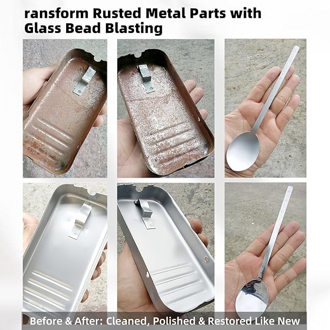 Glass Bead Media for Sandblasting ??8LB Non-Silica Reusable Blasting Abrasive for Rust Removal & Surface Finishing ??Multiple Mesh Options (# 3 (20~30Mesh))