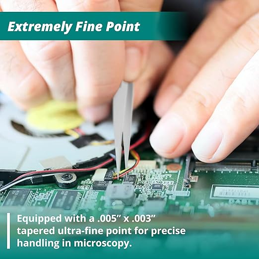 Excelta Mini Precision Tweezers, Straight Tapered Ultra Fine Point, Ideal for Handling Extremely Fine Parts, 3" Length, Professional
