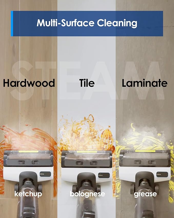 Tineco iFLOOR 5 Steam Wet Dry Vacuum All-in-one, Steam Mop Hardwood Floor Cleaner Great for Sticky Messes, 248??High-Temp Steam, Self-Cleaning with steam