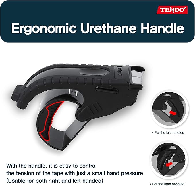 Heavy Duty Shipping Tape Dispenser: TENDO째 Essential Line ??Reusable, Replaceable, Eco-Friendly 2?쇺?Master Piece Dispenser with Patented 10째 Sloped Chromium Blades - P-1200 (3th Gen.)_Black