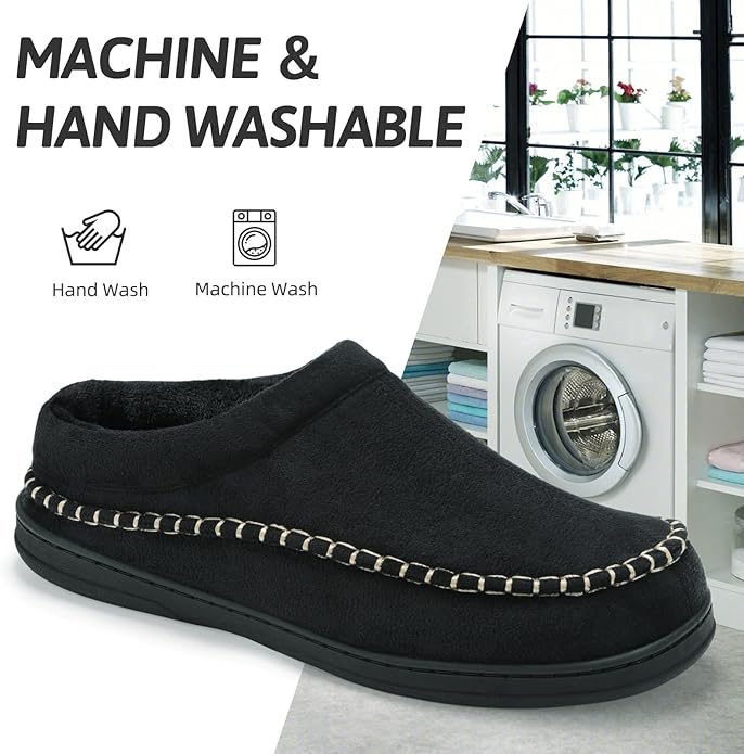 ATHMILE Mens House Shoes Fuzzy Warm Moccasin Memory Foam House Slippers for Men Cozy Winter Mens Slippers for Home Bedroom Indoor Outdoor