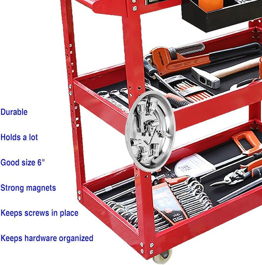 Magnetic Parts Tray 3 Pack, 6" Round Magnetic Parts Bowl, Stainless Steel,for Screw Socket Pin Tools Nuts Bolts Ferruginous Metal Accessories