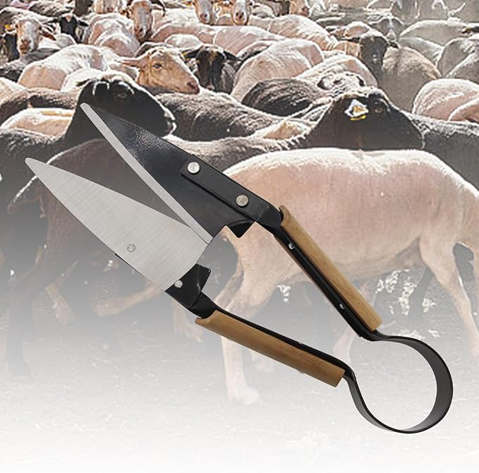 Sheep Clippers Hand Shears For Sheep Shearing, 6.1-inch Carbon Steel Blade,Classic Style, Carbon Steel Scissors For Alpaca, Pet Horse Dog Sheep Shears (Wooden handle)