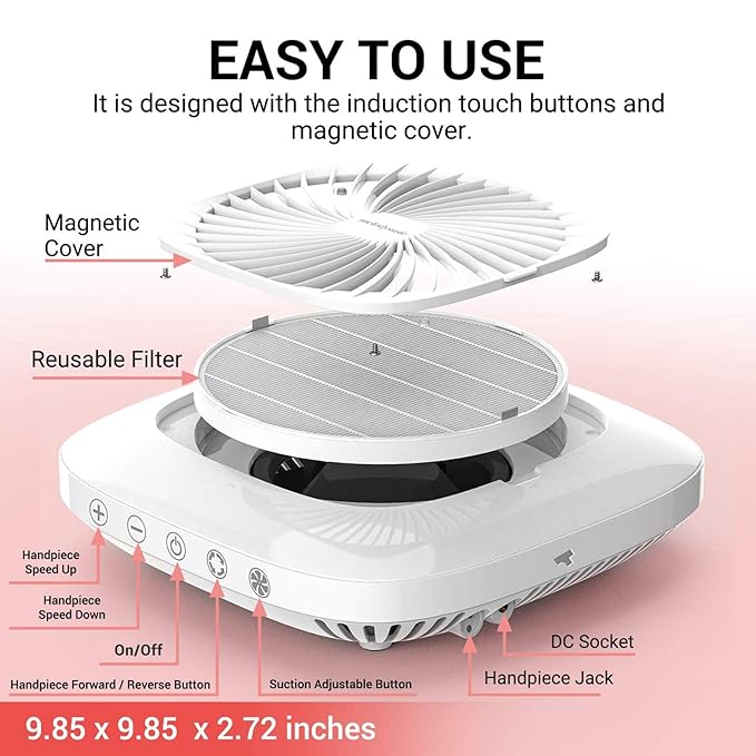 MelodySusie 2 in 1 Nail Drill with Nail Dust Collector, Gifts for Women, Professional 30000RPM Electric Nail Drill Efile with Nail Dust Vacuum Collector for Acrylic Gel Nails Polishing