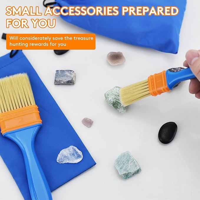 17 PCS Geology Rock Hammer Kit, 32oz Rock Pick Hammer, 3PCS Digging Chisels,Rock Hounding Tools with Multi-Function Shovel, Backpack, Brushes, Gloves, Goggles, Whistle, Compass, Loupe, Spray Bottle