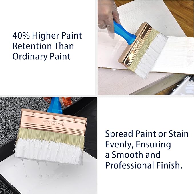 Deck Stain Brush, 5 Inch Deck Paint Brush with Threaded Handle for Extension Pole, Wide Large Brushes for Staining Wood, Fence, Walls, Lime Wash Paint Brush