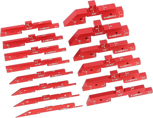 Setup Blocks Woodworking, 14pcs Aluminum Setup Blocks Height Gauge Set for Router Table Saw and Angle Measure Set up (Each Setup Bars has Different Thickness)