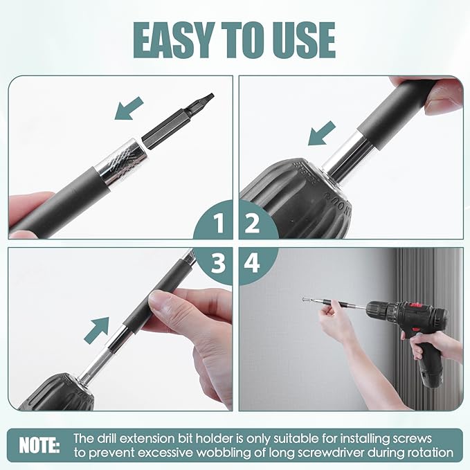 Drill Bit Holder 3.1/4.7/5.5?쇺? Drill Bit Extension 4 Pcs, Magnetic Bit Holder 1/4?쇺?Hex, Drill Extension Bit Holder Carbon Steel with Telescopic Sleeve for Screwdriver Bit Nut Socket by XIOGZAXI